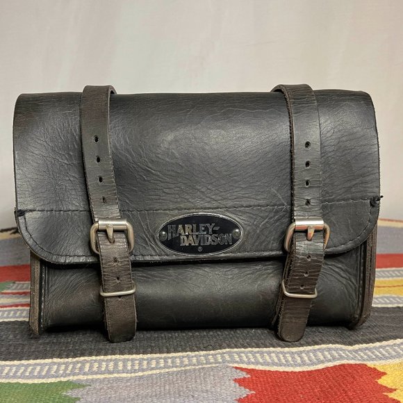 Harley-Davidson Other - Vintage Harley Davidson Black Leather Motorcycle Side Bag